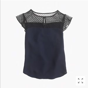 JCrew Swiss Dot Flutter Top
